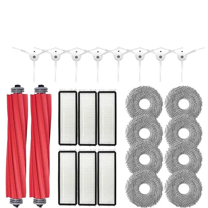 Roborock Robot Vacuum Cleaner Accessories Kit: Main and Side Brushes, HEPA Filter, Mop Cloths, Dust Bag, Spare Parts Set