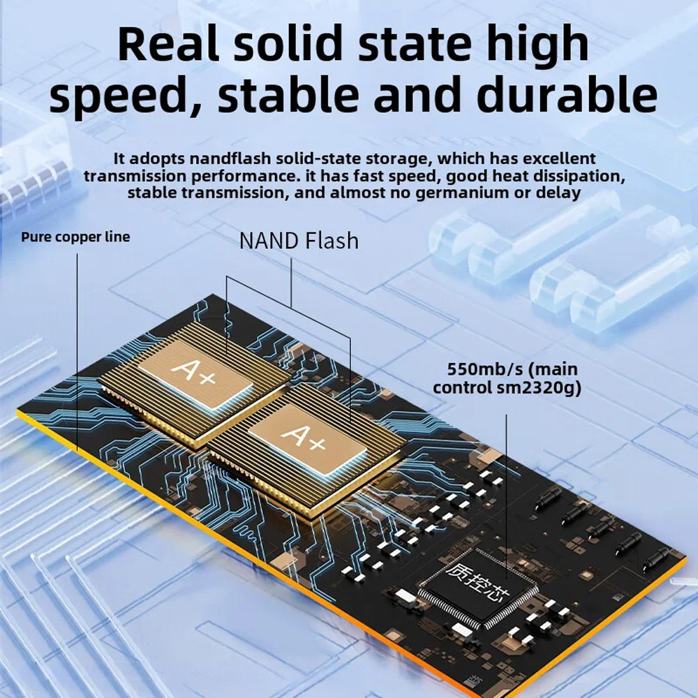 SSK 휴대용 SSD 256G/1T/2T SSD USB 드라이브 550MB/S 고속 외장형 솔리드 스테이트 드라이브 Type C USB 3.2 노트북 Mac용 듀얼 드라이브