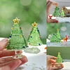 {MX} Cute Mini Xmas Tree Collectible Figurines Handmade Mini Crystal Glass Christmas Tree Ornament Table Decoration Gift
