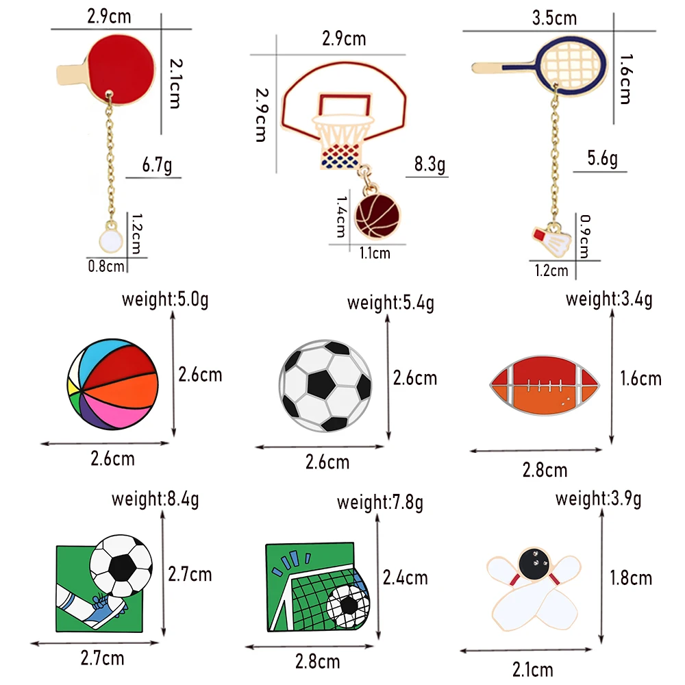 Fashion Sports Ball Lapel Pin Cartoon Football Basketball Volleyball Badminton Brooches for Women Men Kids Clothes Badge Jewelry - Image 6