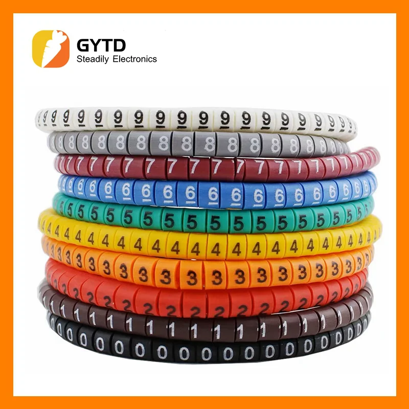 

500PCS EC-0 Cable Wire Marker 0 to 9 For Cable Size 1.5 sqmm Colored