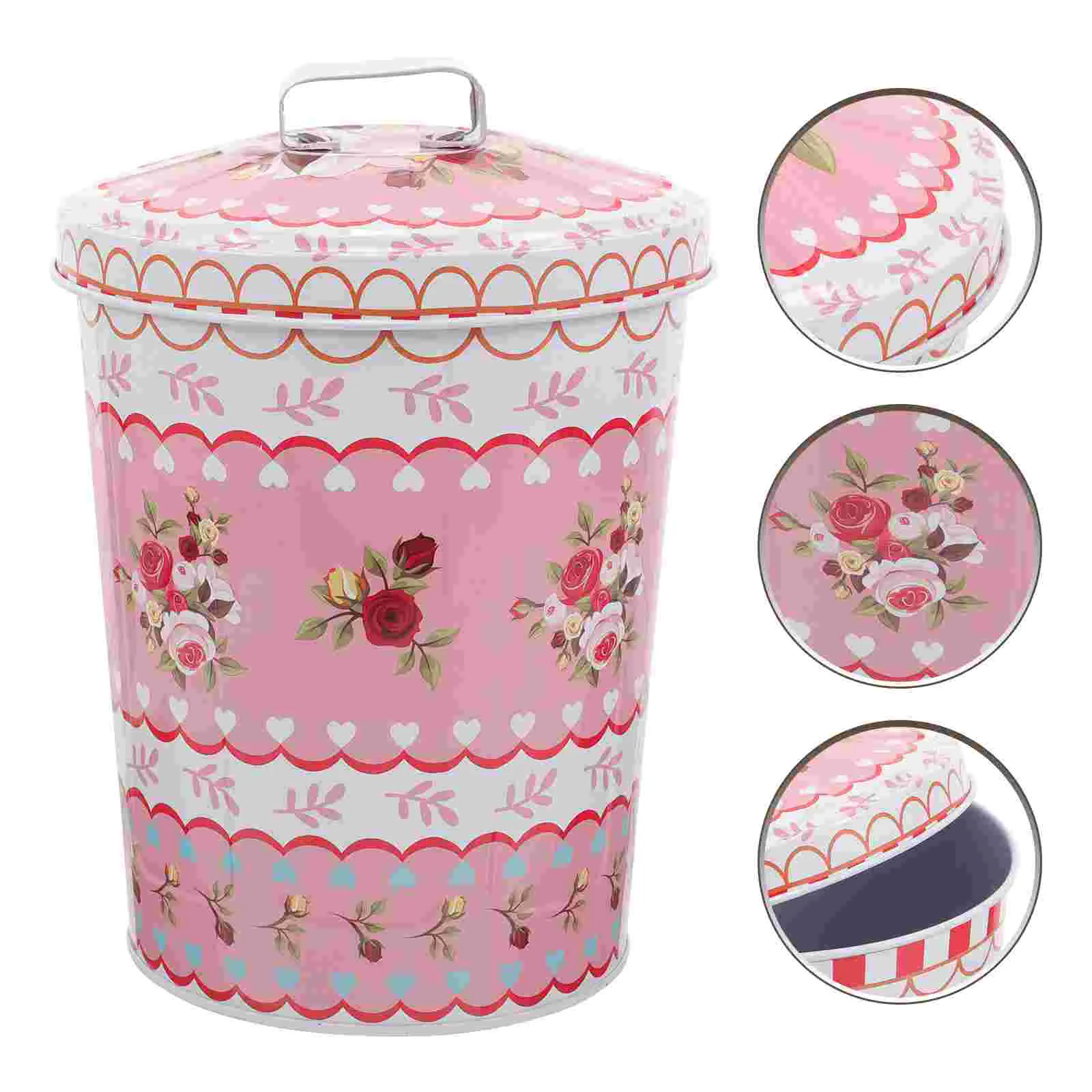 

Mini Flower Buckets European Style Storage with Lid Christmas Cookie Tins Desktop