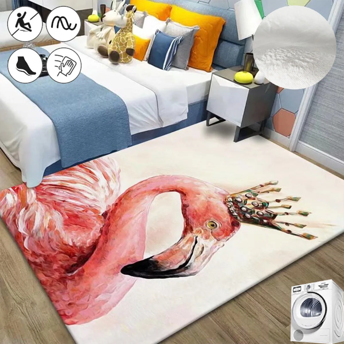 1pc Hd Printed Flamingo Design Door Mat, Cartoon Style Water