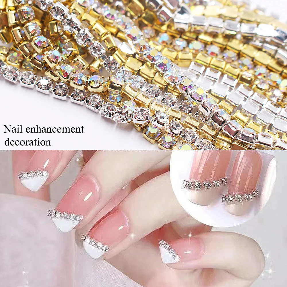 Crystal Dense Rhinestones Chain Silver Claw Base Chain Flatback Strass Trim Sewing Rhinestones 1 Meter For Clothes Fabric Crafts rhinestone chain,crystal claw chain,non hot fix rhinestones,rhinestone trimmings,sew on rhinestones,sewing rhinestones,crystal rhinestones,rhinestone crystals,rhinestone accessories,rhinestone claw,rhinestones beads,non hotfix rhinestones
