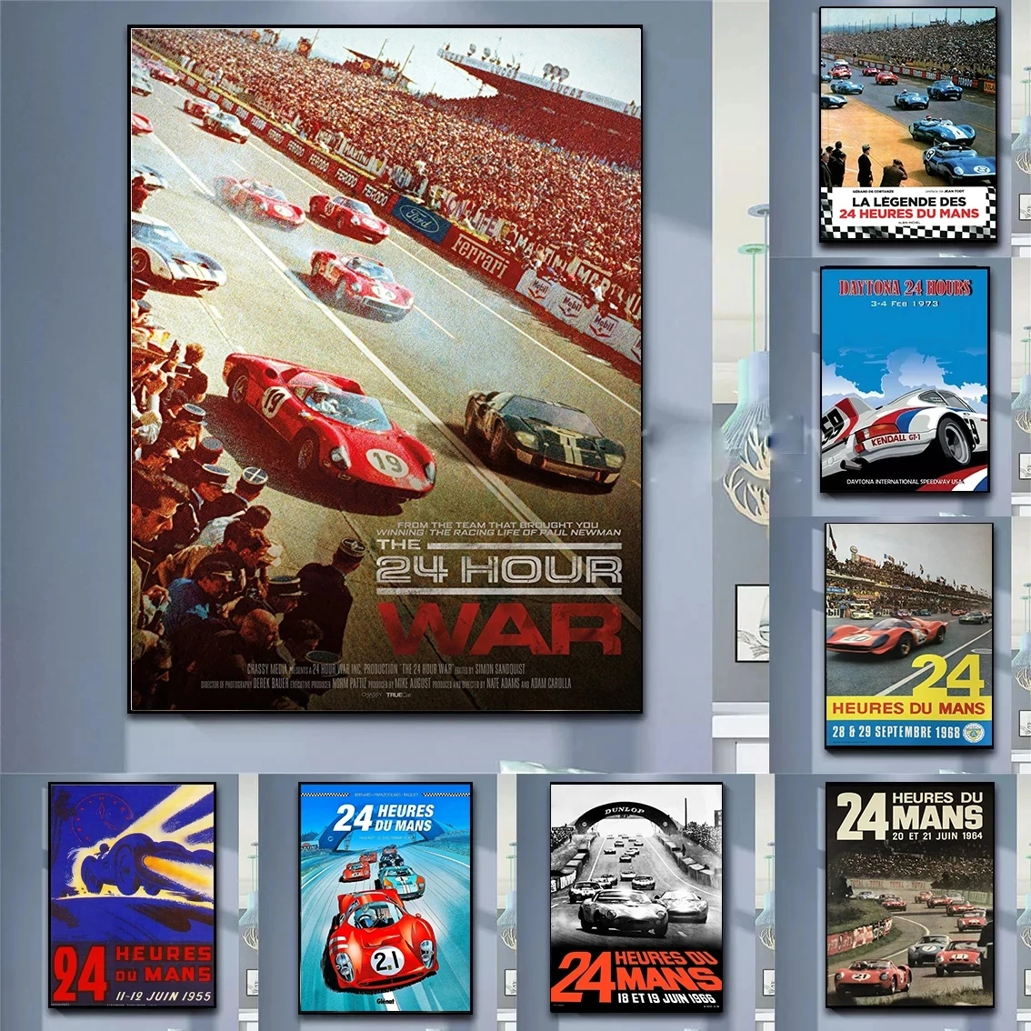 

24 Hours Of Le Mans Original Race Car Poster Print On Canvas Wall Art Painting Picture For Living Room Home Decoration no Frame