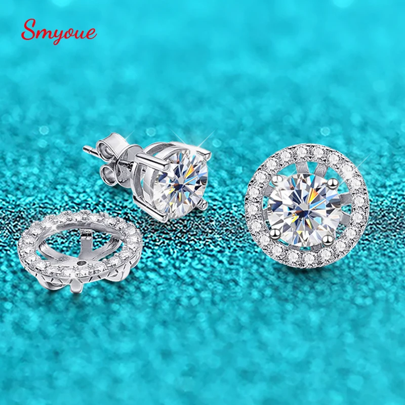 Smyoue2ct03ctFullMoissaniteStudsEarringforWomenSparkling