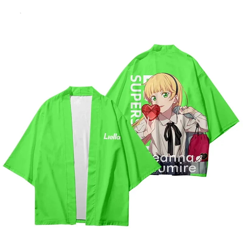 Anime LoveLive! Superstar!! Yukata Men Women Cardigan Loose Blouse Haori Obi Asian Clothes Harajuku Japanese Kimono Shirt