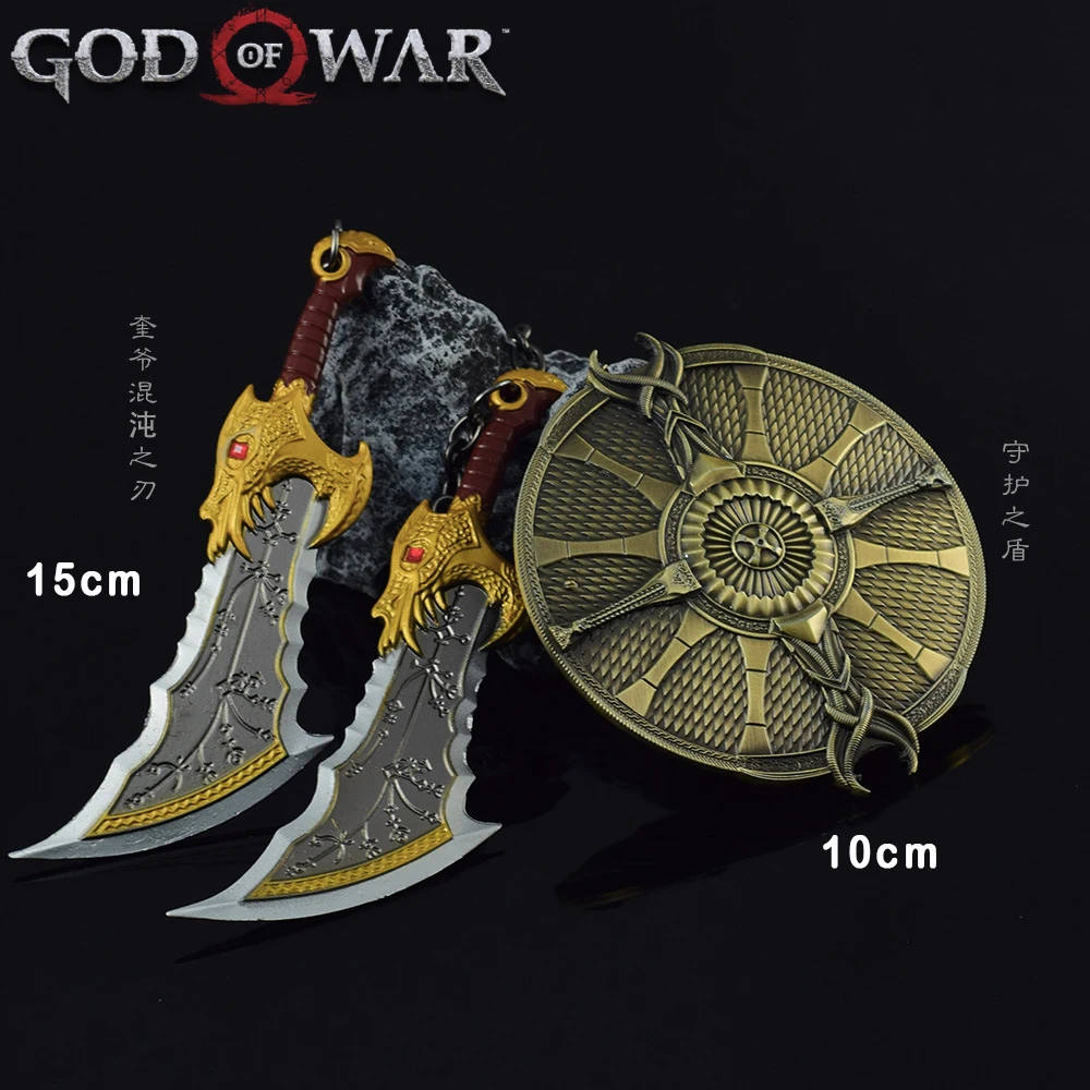 

God of War Weapon Blades of Chaos Kratos Guardian Shield Game Keychain Weapon Knife Katana Sword Samurai Gifts Kid Toys for Boy