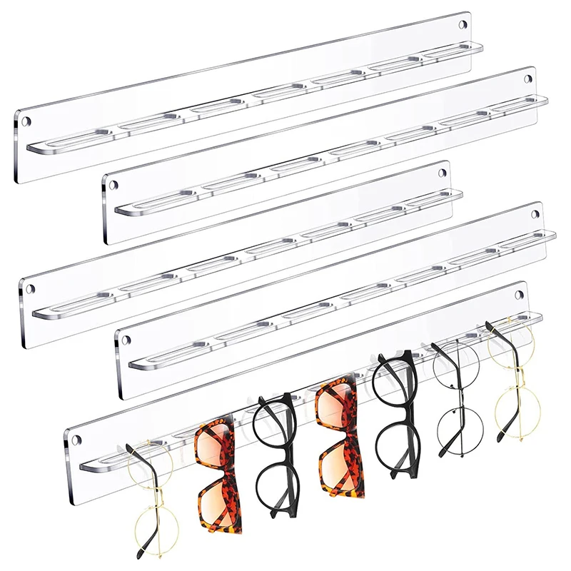 Wall-Mounted Acrylic Eyeglasses and Sunglasses Display Organizer, Storage Rack and Jewelry Shelf