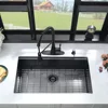 For Kitchen Sink Single Bowl Undermount Workstation Sink With Cutting Board Sinks Organizer Multifunction Strainer Waterfall 4