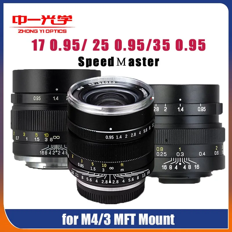 Zhongyi 17Mm 25Mm 35Mm F0.95 Obiettivo Grandangolare Per Fotocamera Olympus Panasonic M4/3 Bmpcc4K Supporto Epm1 E-P5 E-Pl3 E-M5 Gh2 Gx7