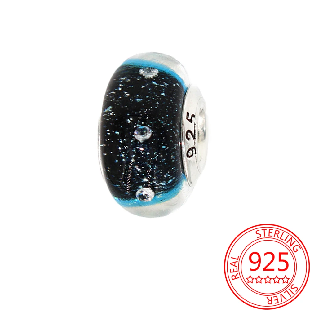 Squisito Argento Sterling 925 Verde Scuro Bubble Diamond Glass Beads Fit Pandora Bracciale Da Donna Night Tour Accessori Per Gioielli