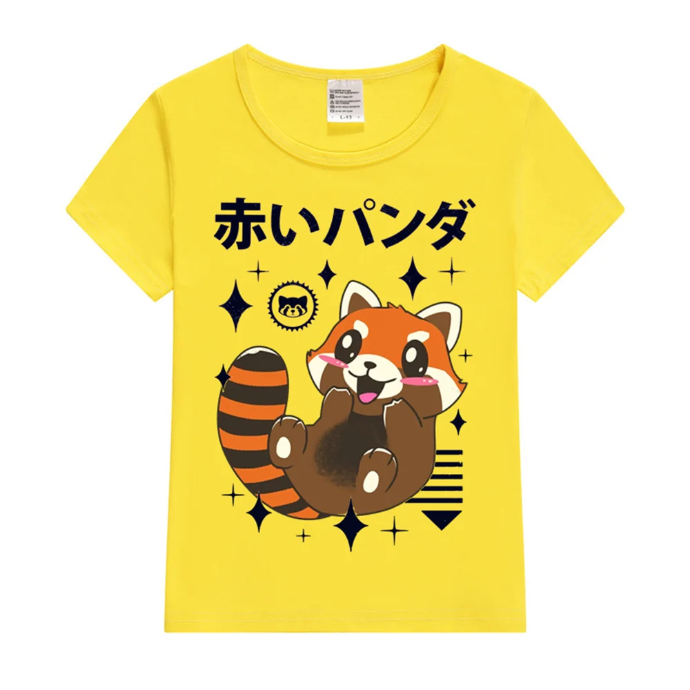 Kawaii Red Panda Kids T-Shirt Summer Printed Short Sleeve O-Neck Fashion Children T-Shirt For Boys Tee Shirt Girls Tops Clothes 5