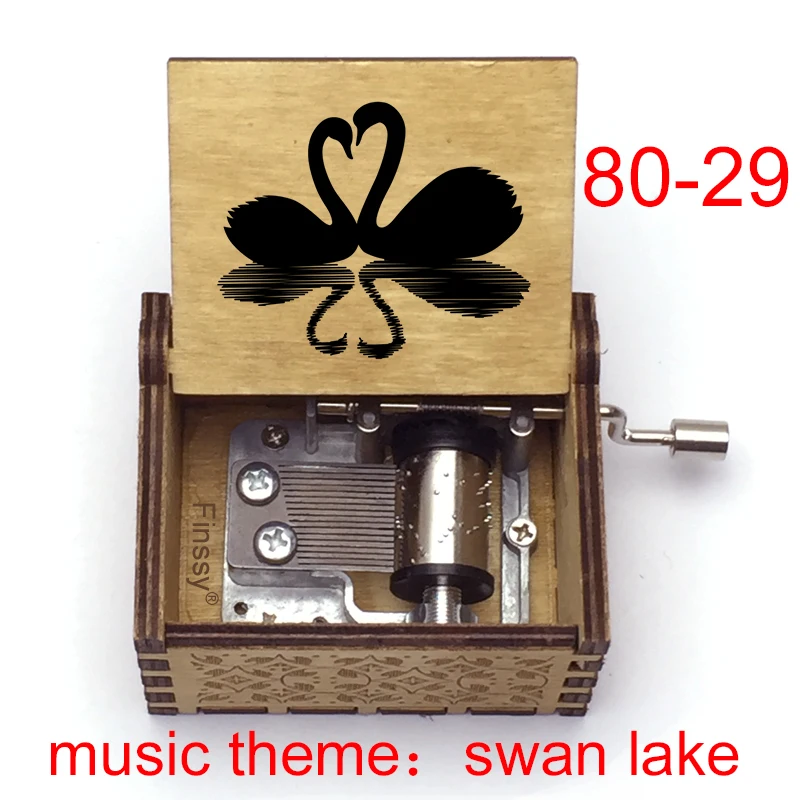 Antique Swan Lake Music Box 18 Note Ballet Dancer Color Print Wood Kids Toy Home Office Decor Birthday Christmas New Year's Gift 4