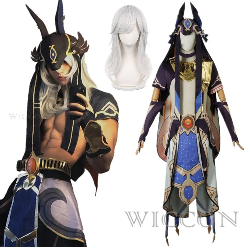 

Cyno Cosplay Outfit Anime Game Genshin Impact Cyno Cosplay Costume Men Women Wig Hat Shorts Gloves Halloween Carnival Costumes