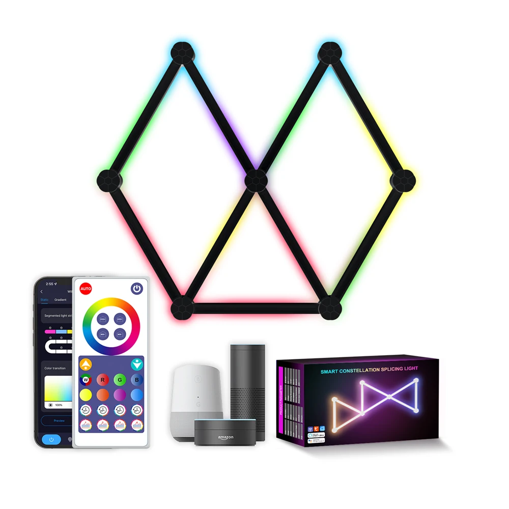 스마트 WiFi 접합 벽 조명 RGBIC 벽 DIY 장식 분위기 LED 야간 조명 게임 룸 침실 TV 장식에 대 한 디 밍이 가능