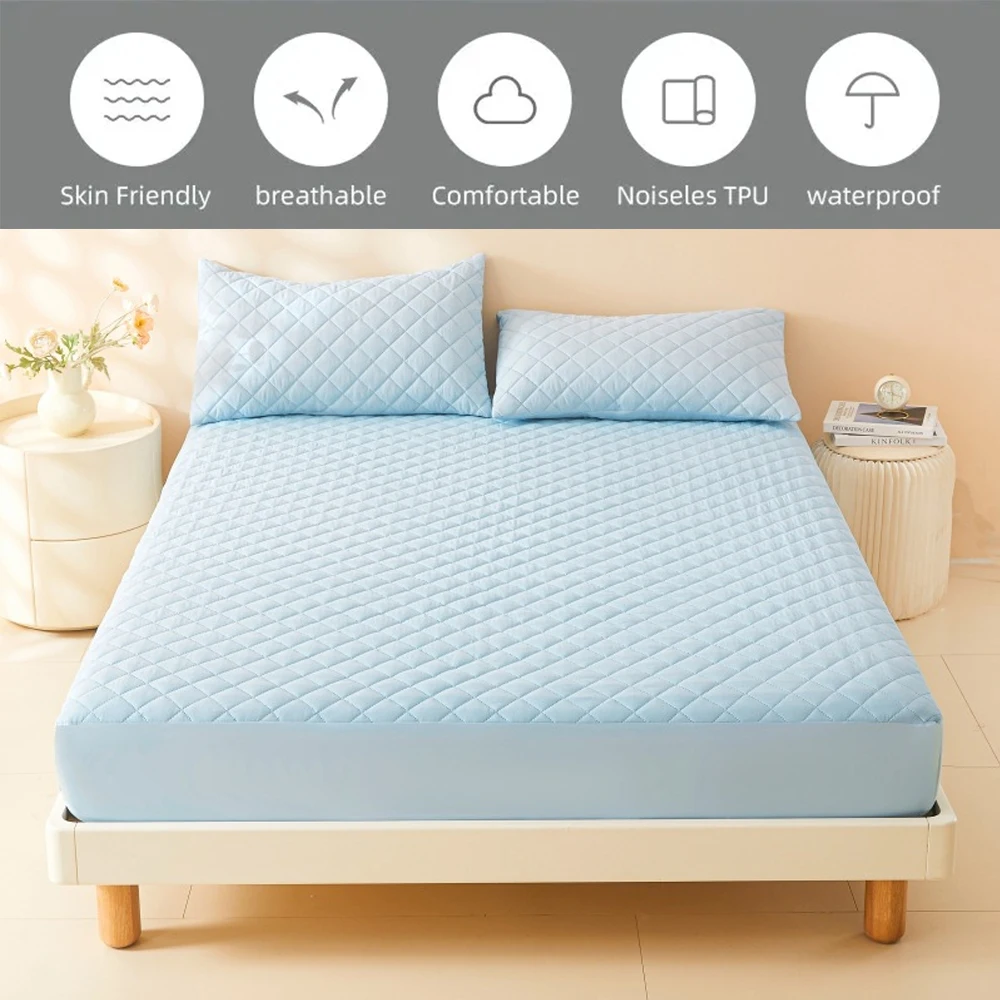

Cotton Waterproof Bed Hats Breathable Anti-mite Anti-bacterial Fitted Bed Sheet( Pillowcase Need Order) sabanas постельное белье