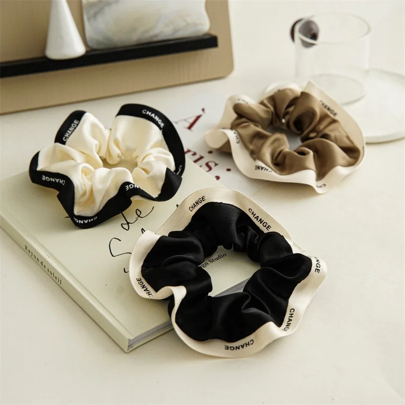 

2022 New Large Intestine Hair Ring Head Rope French Elegant Contrast Color Fabric Hair Accessorie Ribbon Wrap Fat Intestine Ring