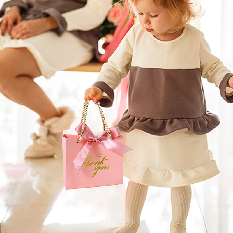 5/10/24Pcs Rosa Danke Süßigkeiten Boxen Hochzeit Geschenke Verpackung Handtasche Für Gäste Geburtstag Baby Shower party Decor Einkaufstasche – Detail 2