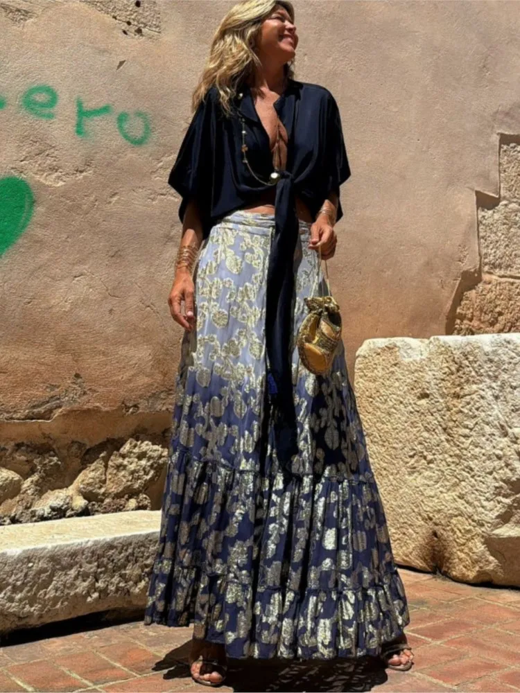 Gradient Print Skirt Women Spring Summer New Fashion Loose