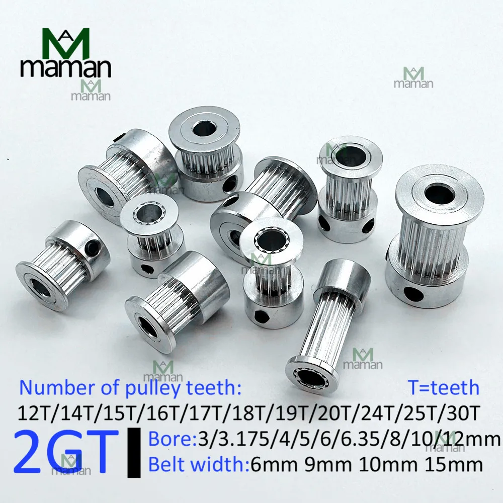 Timing Belt Pulley 2GT Pulley Wheel 12-30 Teeth Width 6-15mm 3d printer 1pcs