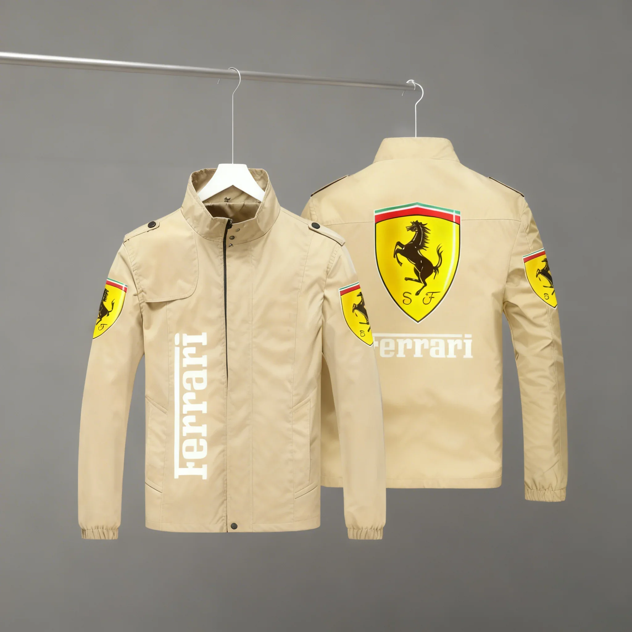 2025 봄과 가을 신상 페라리 모터사이클 로고 가디건 지퍼 파일럿 재킷 캐주얼 스포츠 아웃도어 하이킹 따뜻한 재킷