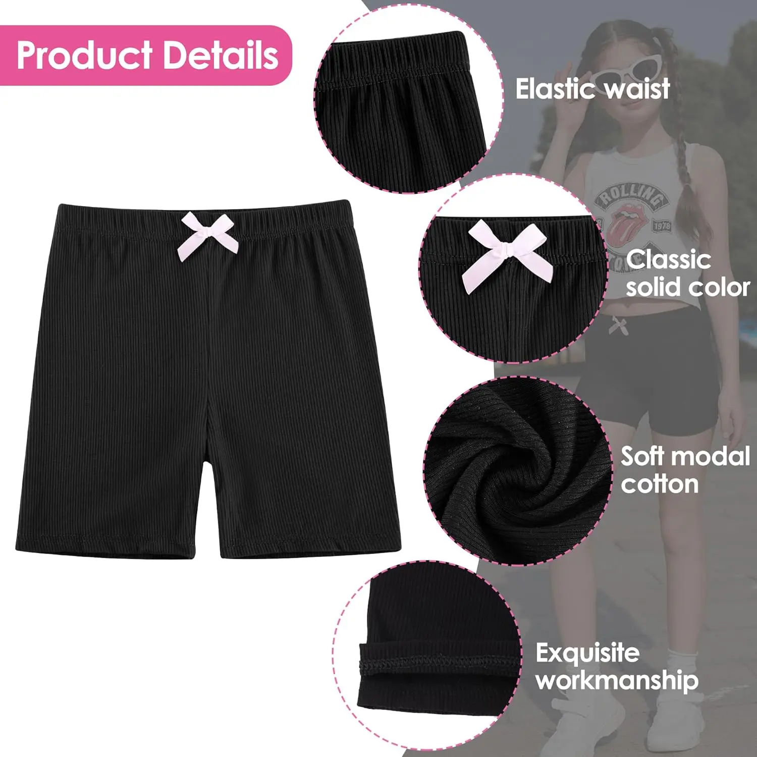 Toddler Girls Shorts Bike Short Breathable Beach Shorts 4 Colors