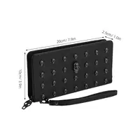 Women's Skull Head Black Handheld Long Wallet, Gothic Credit Card Clip Mobile Wallet, with Wrist Strap Cool Flap Handheld Bag 2