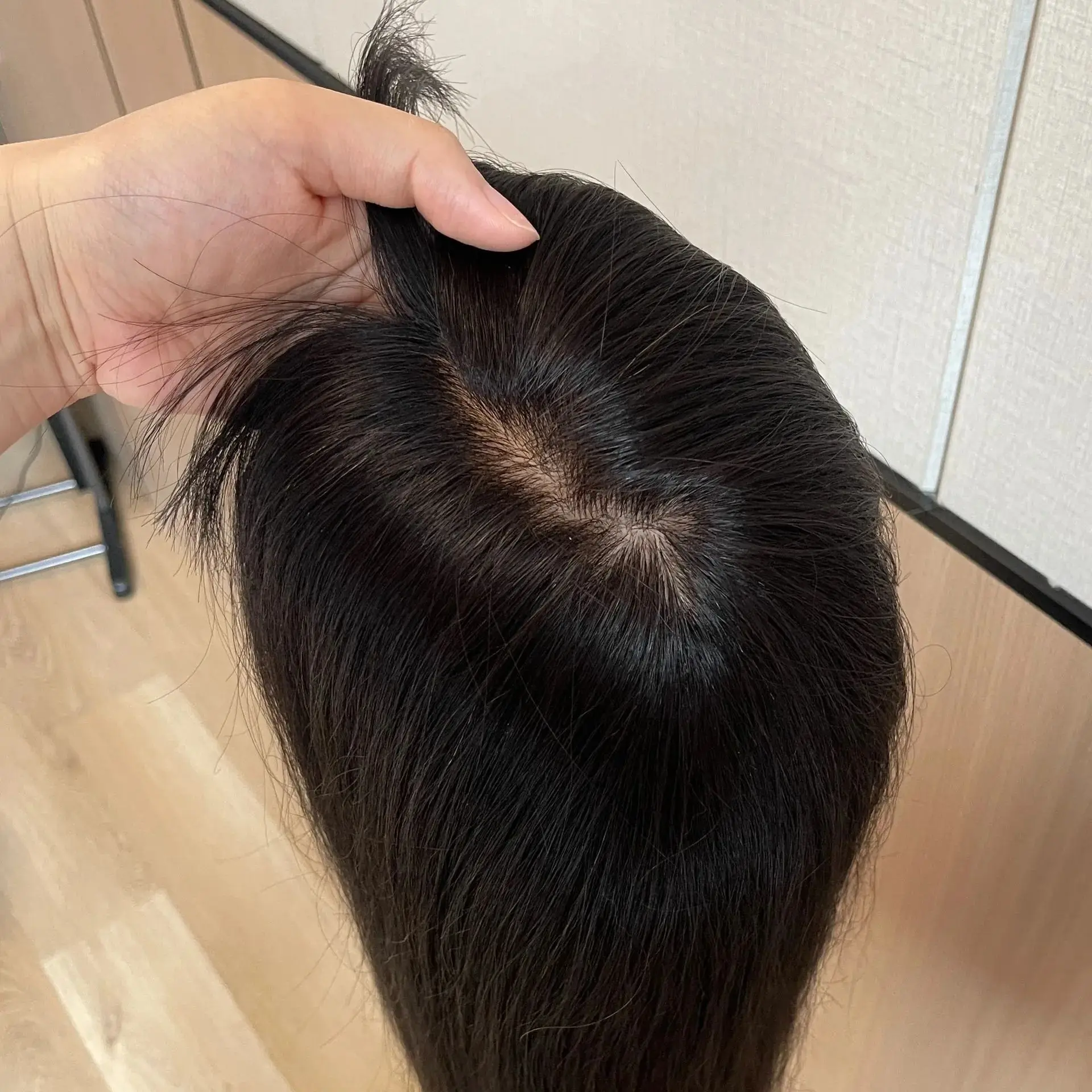 다크 브라운 실키 스트레이트 실크 베이스 가발 여성용 100% 브라질산 인모 180% 밀도 자연스러운 베이비 헤어 PU 가발