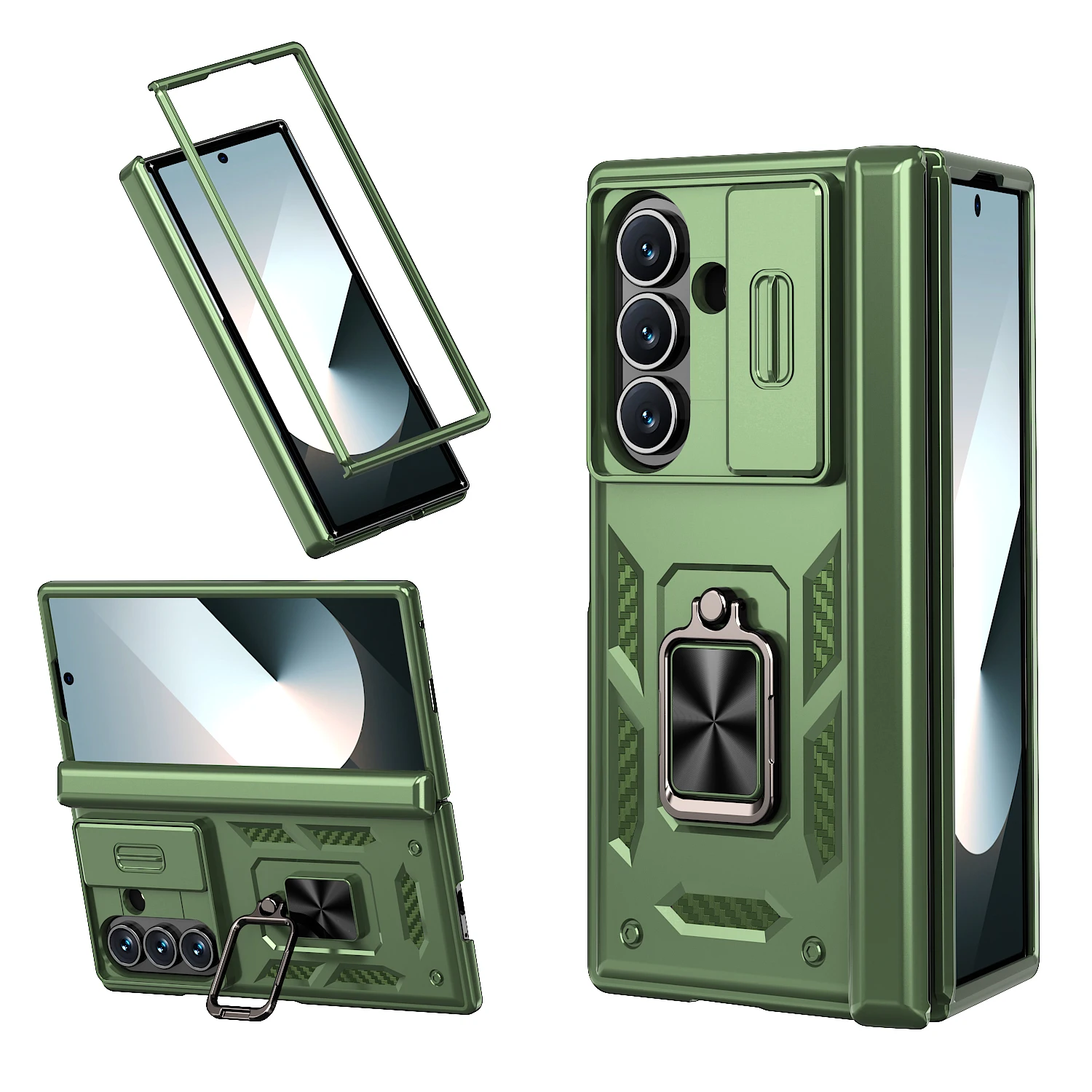 Ultra Protective Kickstand Ring Case with Magnetic Closure - Military Grade Shockproof Cover