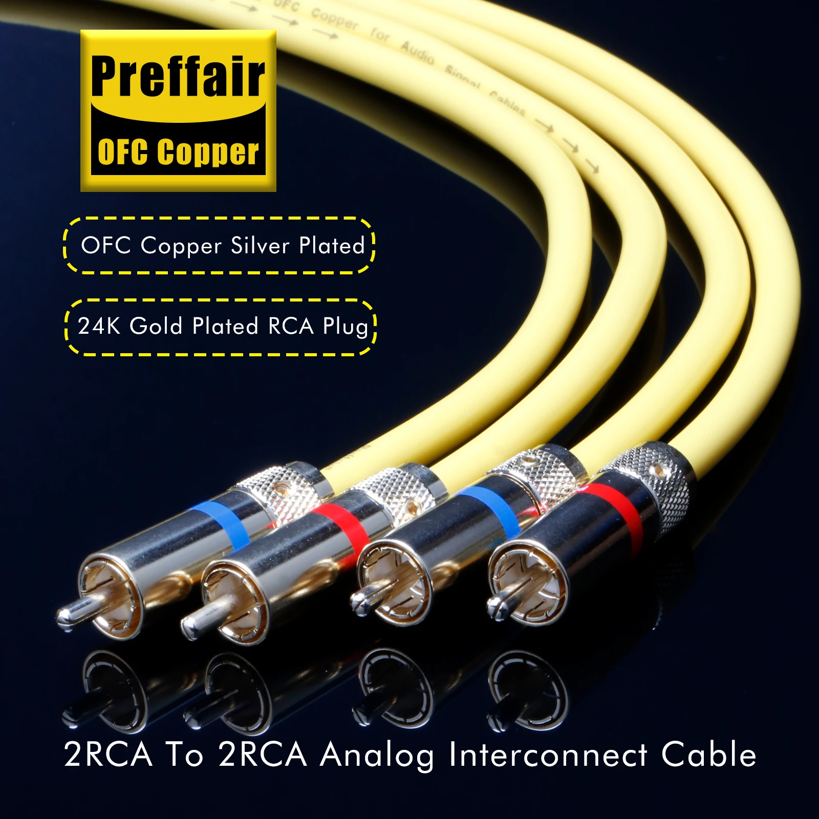 Coppia Cavo Audio RCA Placcato Argento 5N OCC Cavo Di - Foto 6