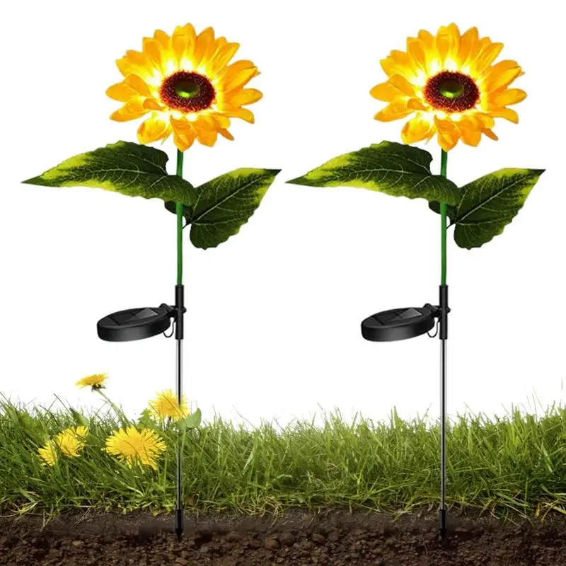 

Sunflower Shape Solar LED Lights 2 Packs Upgrade Solar Powered Sunflower Lights LED Solar Lights Outdoor For Patio Lawn Garden
