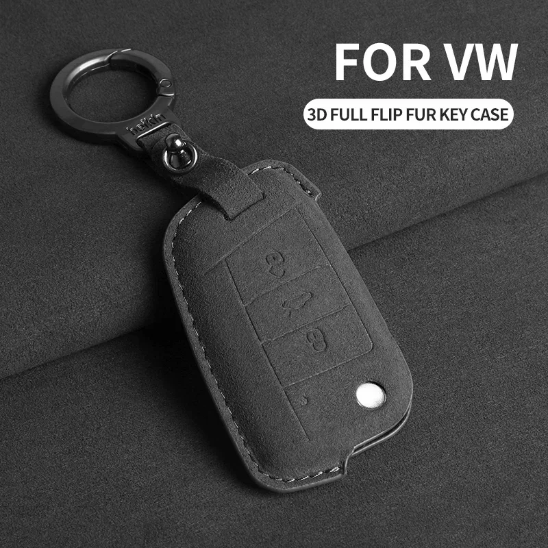 For VW Volkswagen Golf 7 MK7 Tiguan MK2 For SEAT Ateca Leon FR 2 Ibiza Skoda Octavia Suede Car Flip Key Case Cover Shell