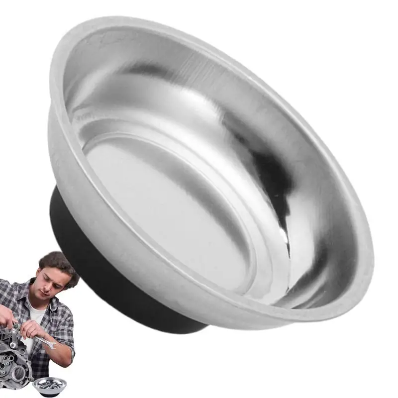 Parts Organizer Parts Storage Box Screw Tray Parts Tray Magnetic Dish Screw Bowl Stainless Steel Portable Magnetic Bolt Holder Magnet Parts Tools Bowl