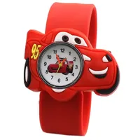 Hot Selling Children Watch Boy Cartoon Car Clock Silicone Tape Patted Table Students Lovely Cool Child Gift Boy Kids Watches Toy 2