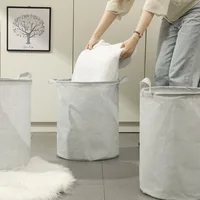Home Laundry Basket Linen Cotton Foldable Laundry Hamper Waterproof Clothes Toys Organizer High Capacity Bathroom Storage Basket 3