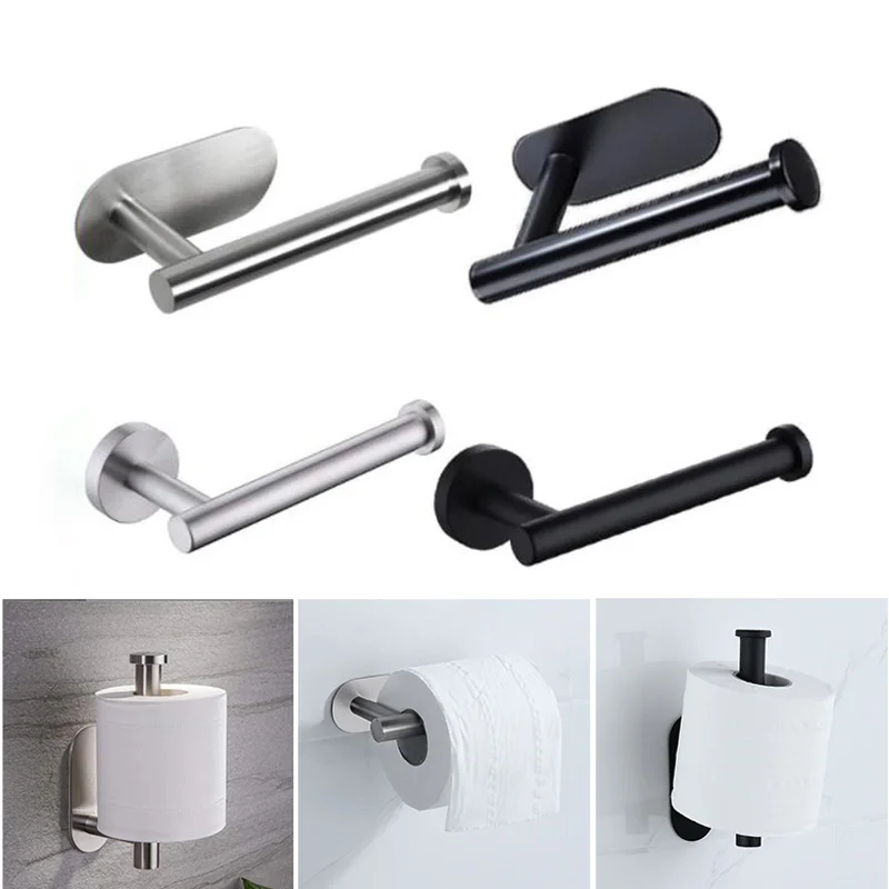 Self-Adhesive Stainless Steel Toilet Roll Paper Towel Toilet wall Mount Holder Organizers Punch-Free Rack Tissue Accessories M20