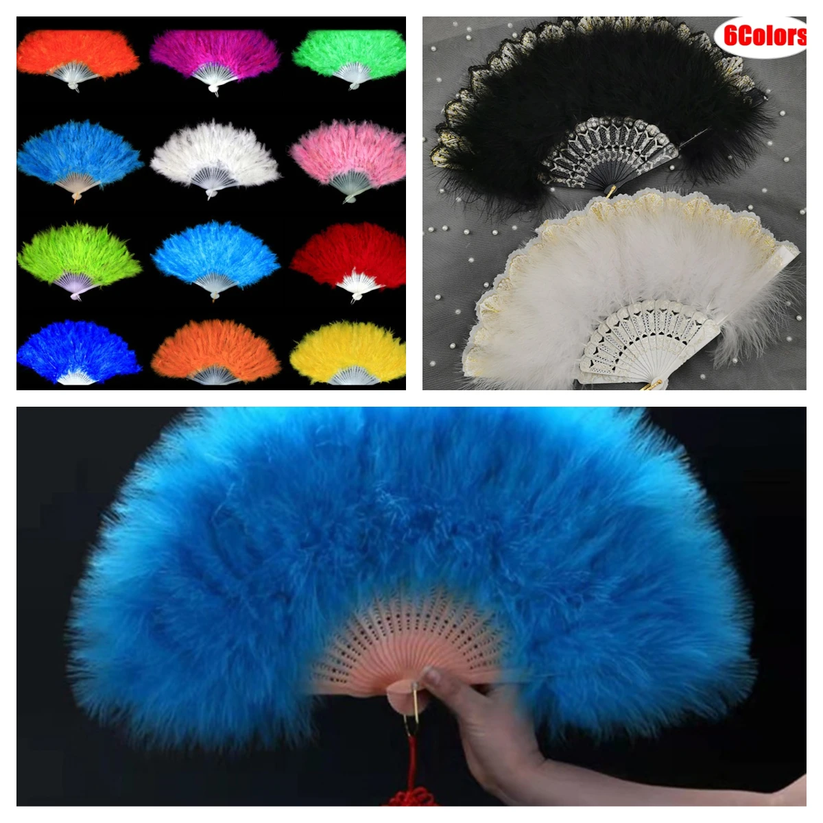 Feather Folding Fan Sweet Fairy Girl Dance Hand Fan Costume Wedding Folding Hand Feather Fan Fancy Dance Wedding Party Decor