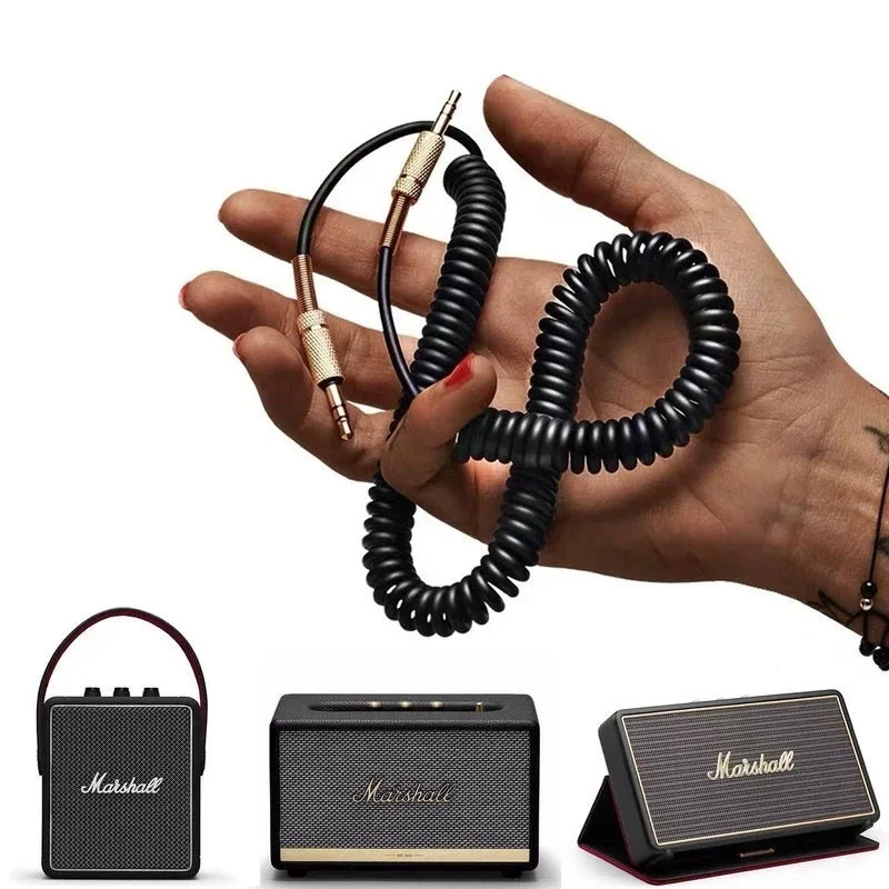 3.5mm Coiled Audio Cable for Marshall ACTON II STANMORE II WOBURN II STOCKWELL Bluetooth Speaker Replacement AUX Cord