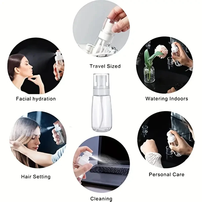 2pcs Mini Spray Bottle Fine Mist Alcohol Atomizer Portable Refillable Liquid Container for Cleaning Skin Care Beauty Accessories 6