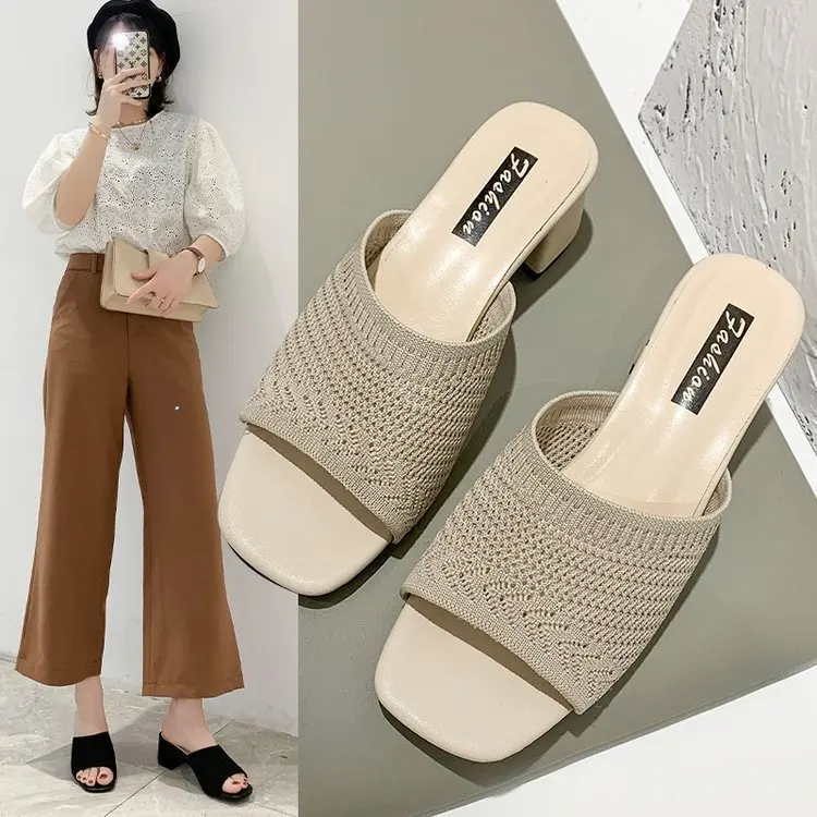 Fashion Knit Women Slippers Summer Closed Toe Comfort Slippers Women
