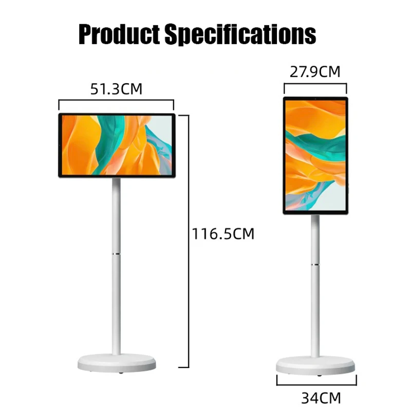 인기 상품 21.5인치 4+64G 안드로이드12 스마트 인터랙티브 스크린 내장 배터리 USB 와이파이 HDMI 이동식 스탠드 HD 터치 LCD TV