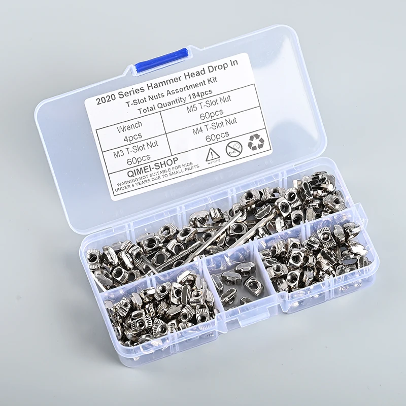 184pcs European standard T-nut block set aluminum profile accessories square slider nut