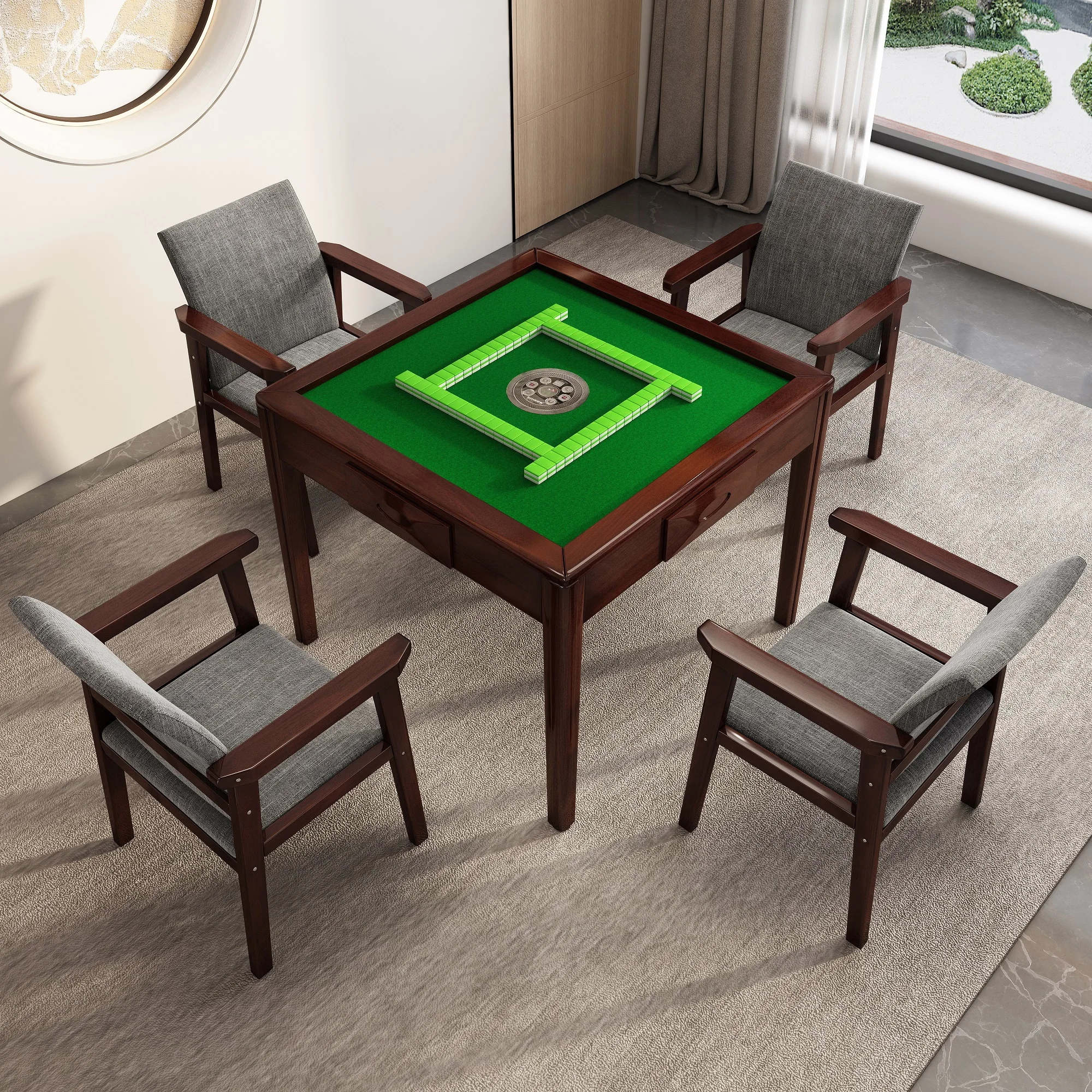 Solid wood mahjong machine automatic mahjong table dual-use electric mahjong machine tea table integrated chess and card table