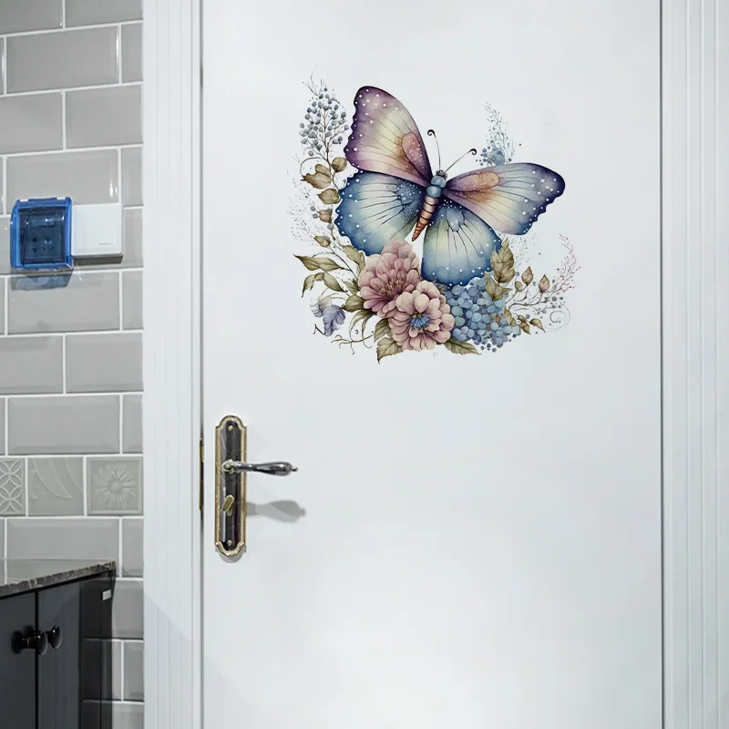 Floral Butterfly Wall Stickers Removable Self-Adhesive Decor for Girls Room Nursery Bathroom Flower Garden Mural Decals