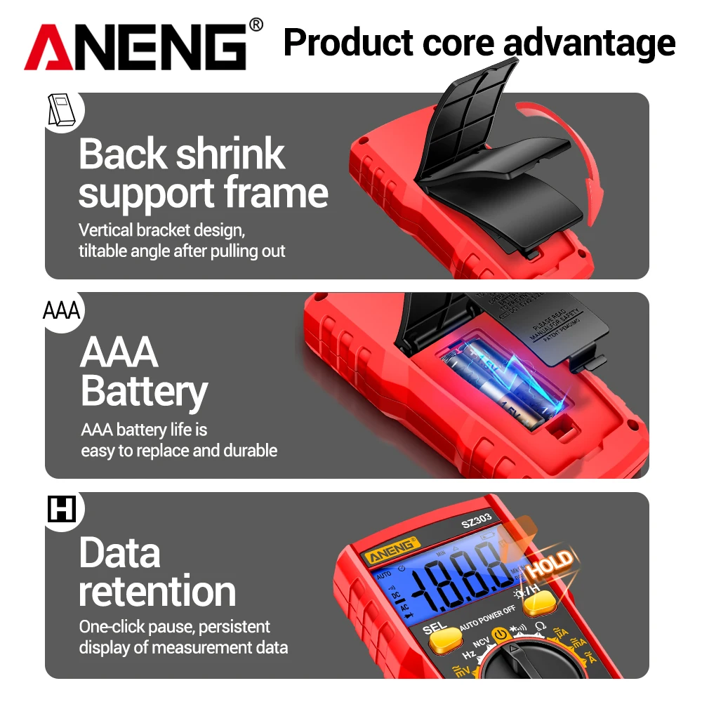 Smart Digital Multimeter Tester ANENG SZ303 AC/DC Voltage Current Detector