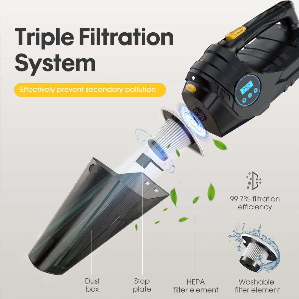 Car Tire Inflator Vacuum Cleaner Dual-use Portable Wired Air Compressor Handheld Auto Interior Vacuuming 12V Air Pump vacuum cleaner handheld vacuum cleaner portable vacuum cleaner