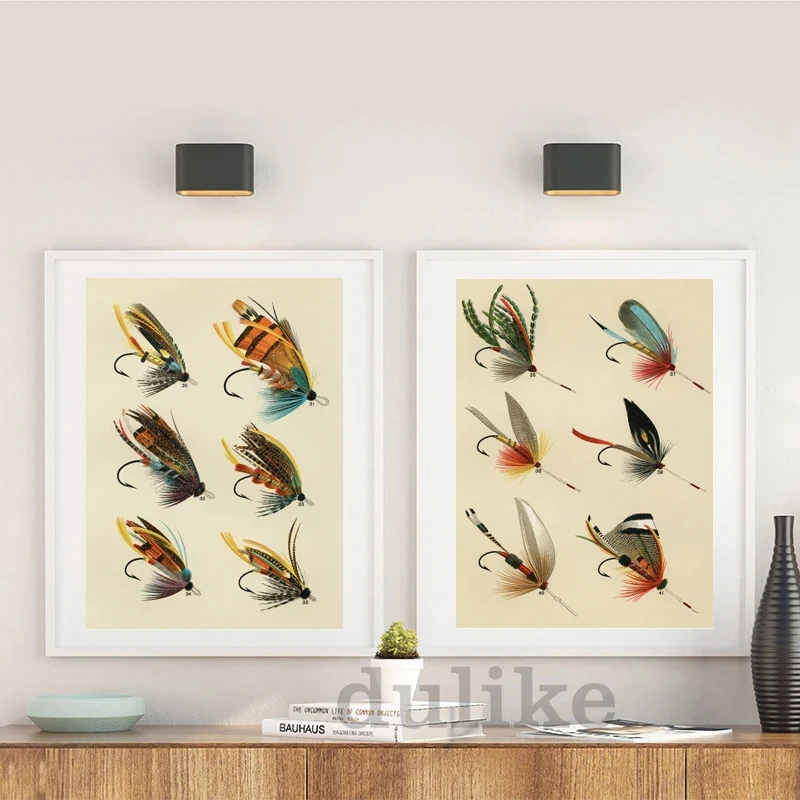 Fly Fishing From 19 Century Vintage Poster Canvas Prints Retro