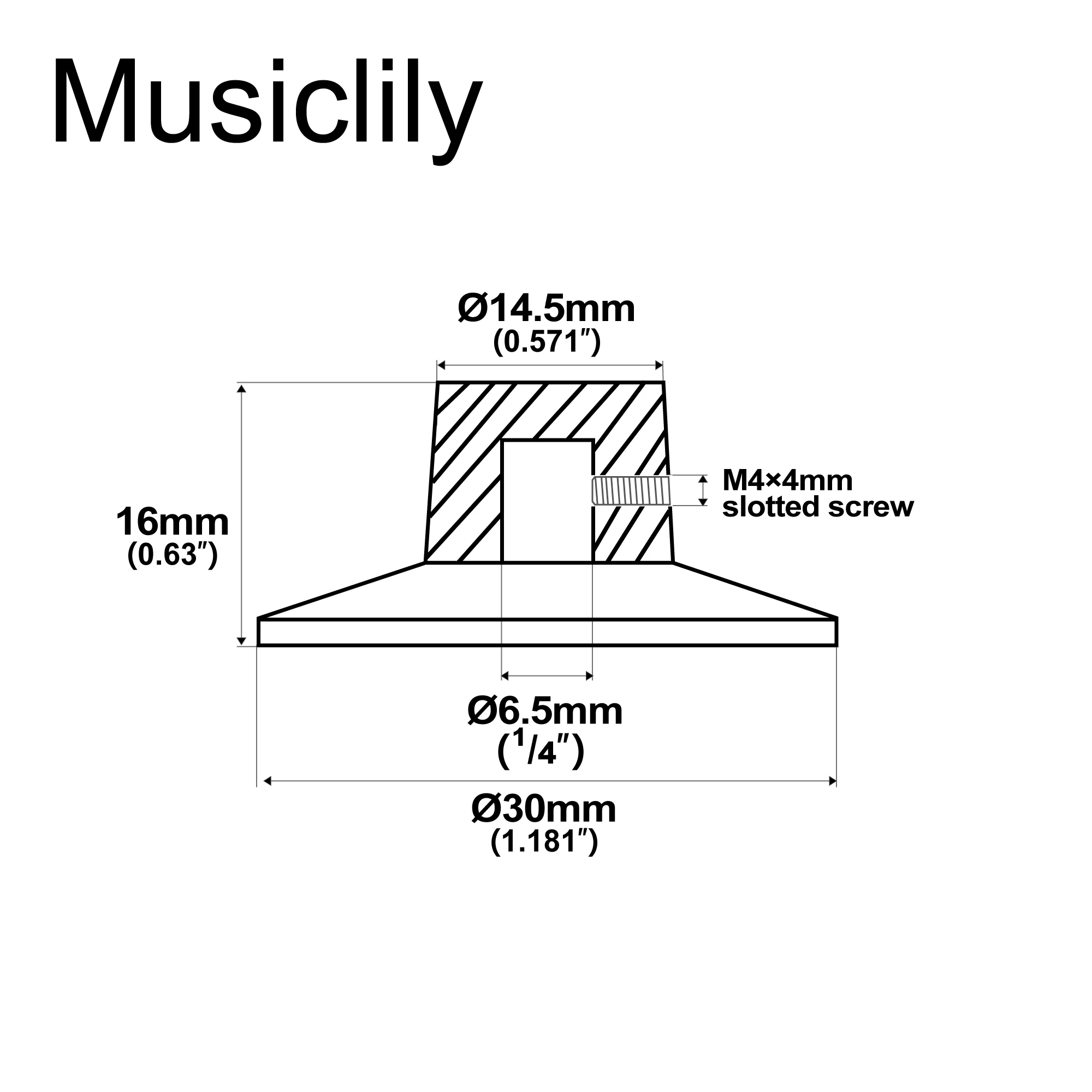 Musiclily Pro 1/4 Stalen Universele Fijn Knurled Push On Knop Dome Knobs Met Set Screw Voor Elektrische Gitaar Of Basgitaar Chroom Set Van 2 638983477