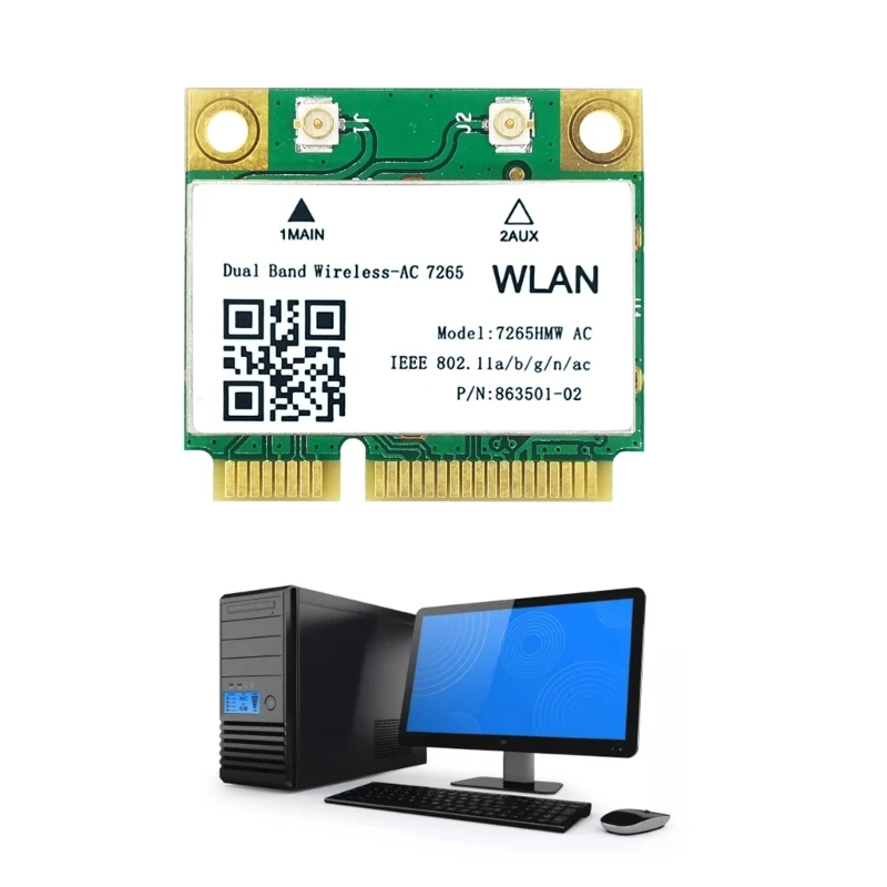 듀얼 밴드 2.4G/5Ghz AC7265 무선 미니 PCI-E WIFI 카드 호환 4.2 1200Mbps 7265HMW 802.11AC 노트북 용